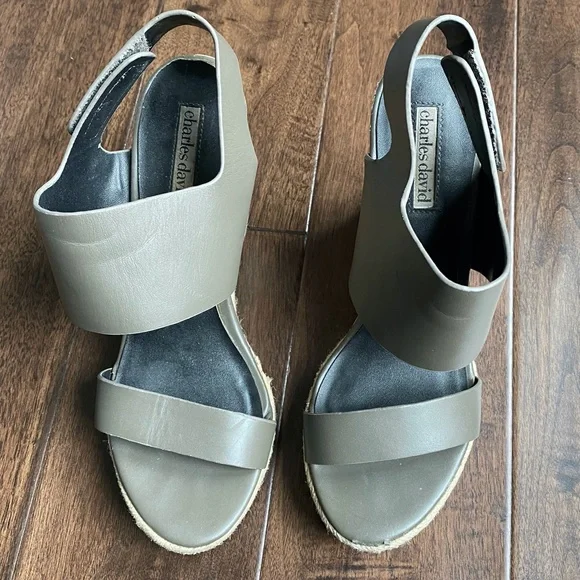 Charles David Oriel Jute Trimmed Leather Cork Wedge Sandals - 8 - Picture 10 of 13